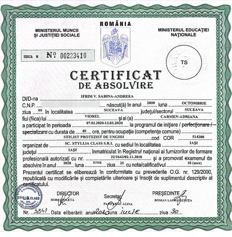 Certificat de Absolvire